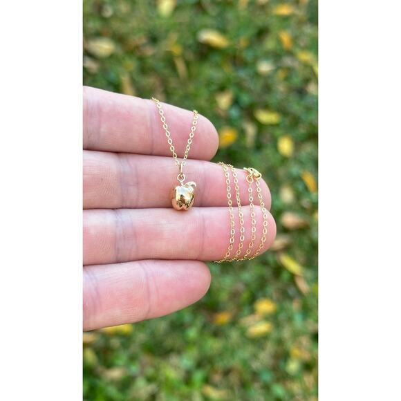 14K Gold Plated Necklace with Bronze Apple Charm - Picture 2 of 4